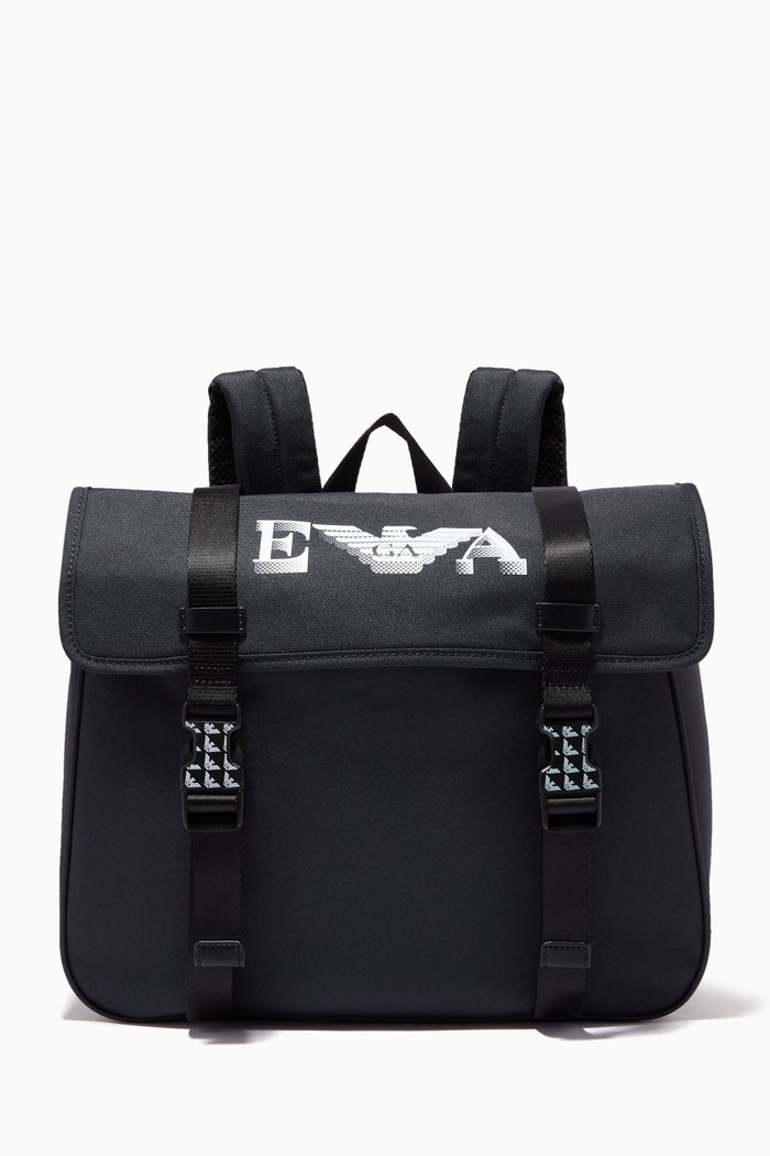Macro Eagle Logo Backpack in Techno Fabric, Blue