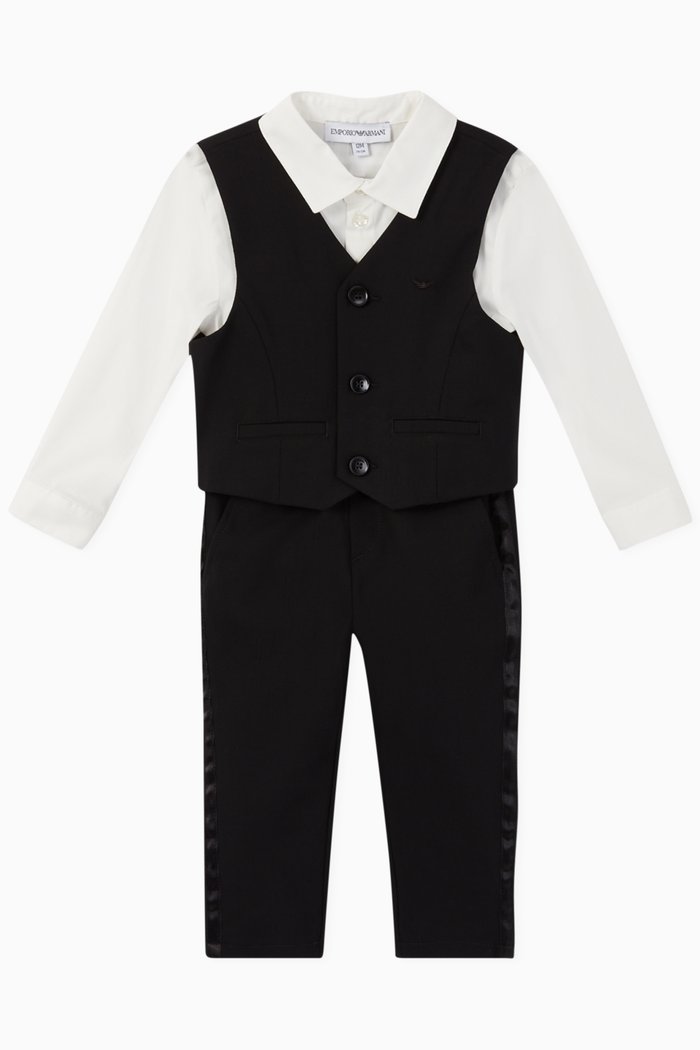 

Shirt, Waistcoat & Trousers Tuxedo Set, Black