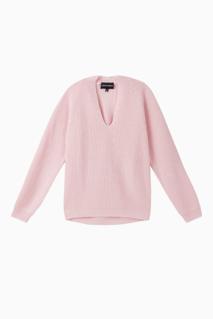 

Wool Blend Ribbed Knit Sweater, Pink