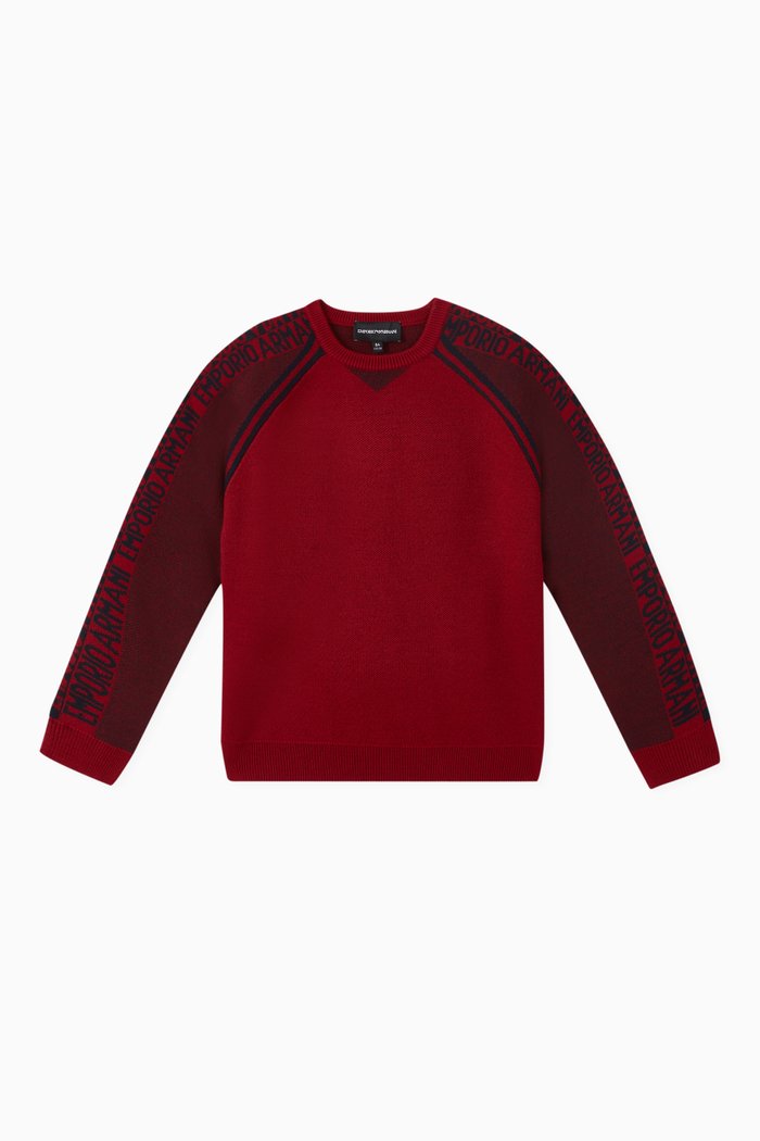 Jacquard Logo Sweatshirt, Red