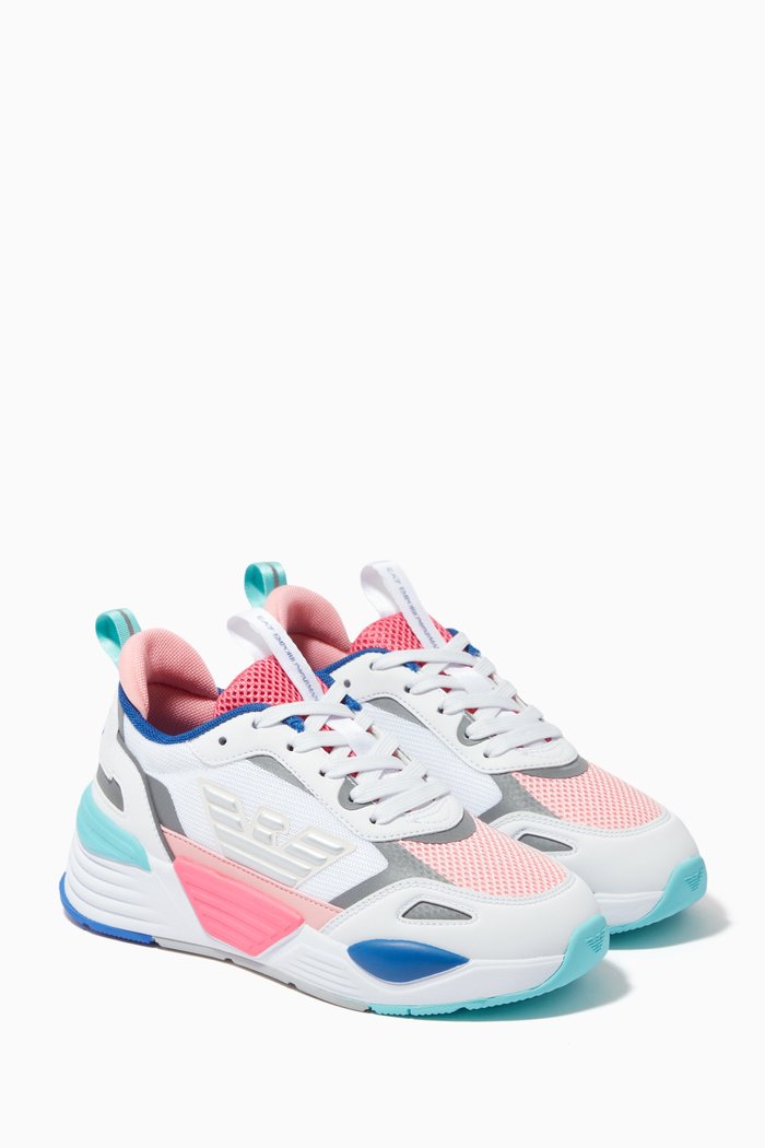 EA7 Ace Runner Chunky Sneakers in Eco Leather, Pink