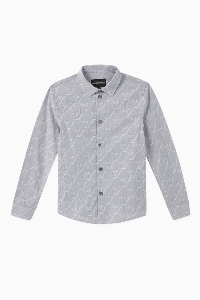

Micro Logo Polycotton Shirt, Grey