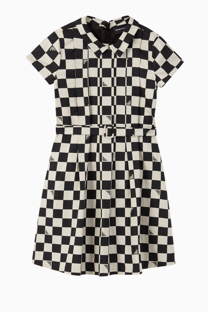 EA Micro Check Fantasy Dress, Black