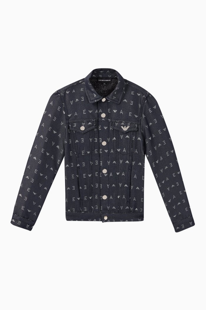 

EA Jacquard Lettering Denim Jacket, Blue