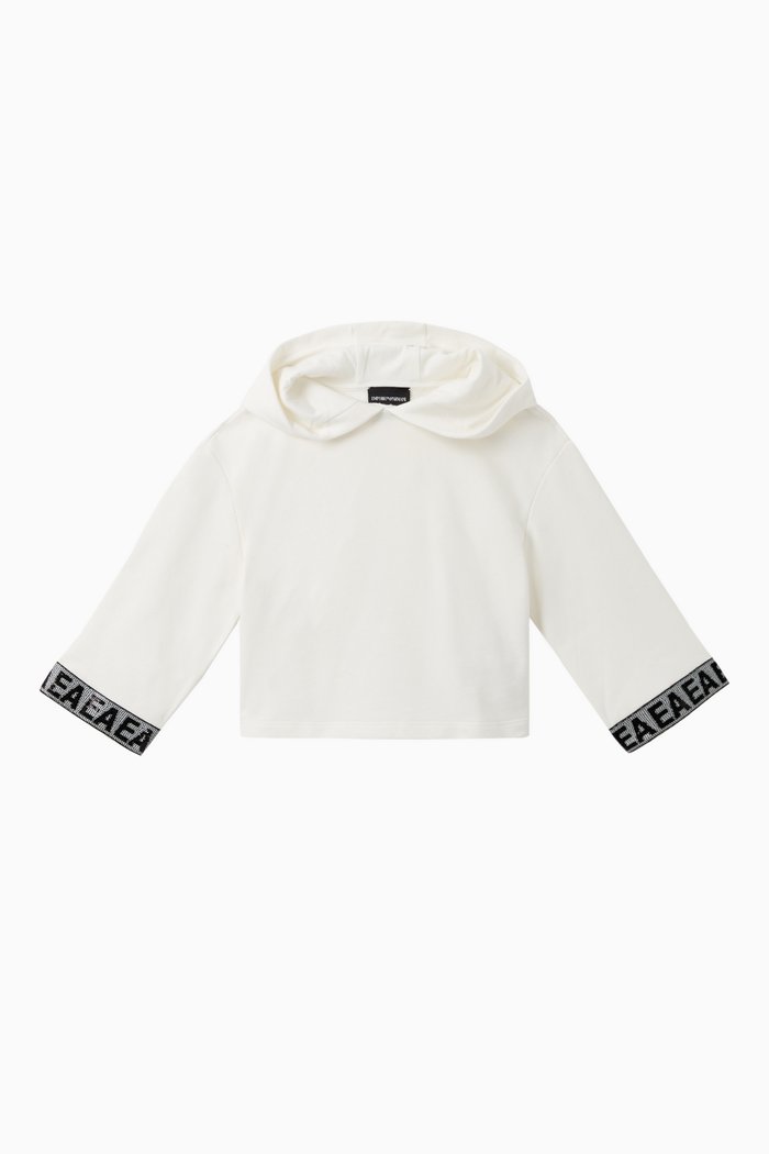 

Sequin Logo Cropped Hoodie, White