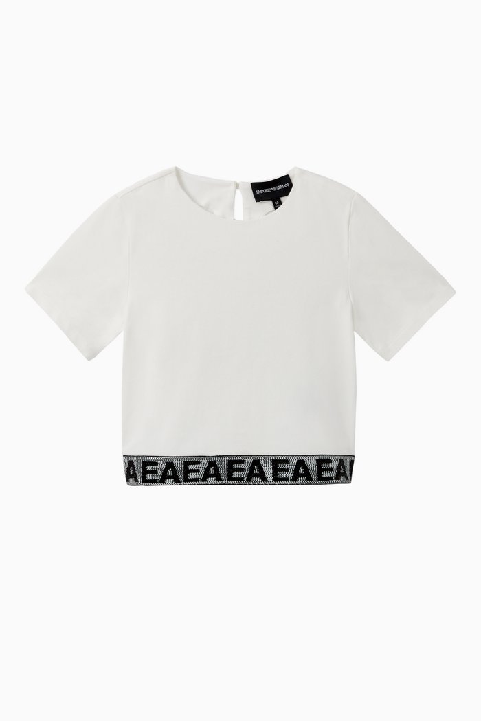 

Sequin Logo Tape Top, White