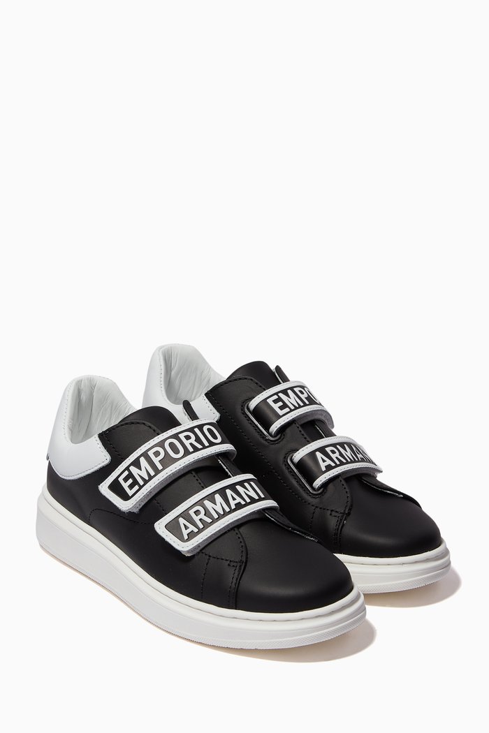 

Velcro Sneakers in Calf Leather, Black