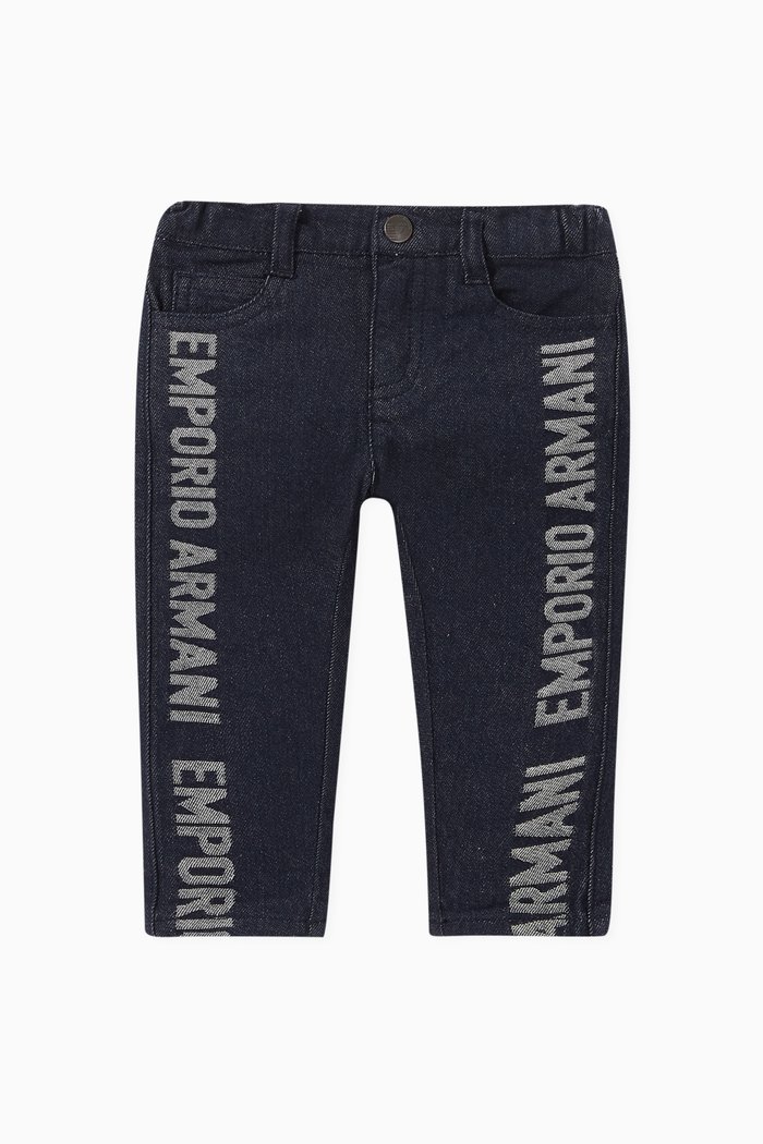 

Macro Logo Slim-Fit Jeans, Blue