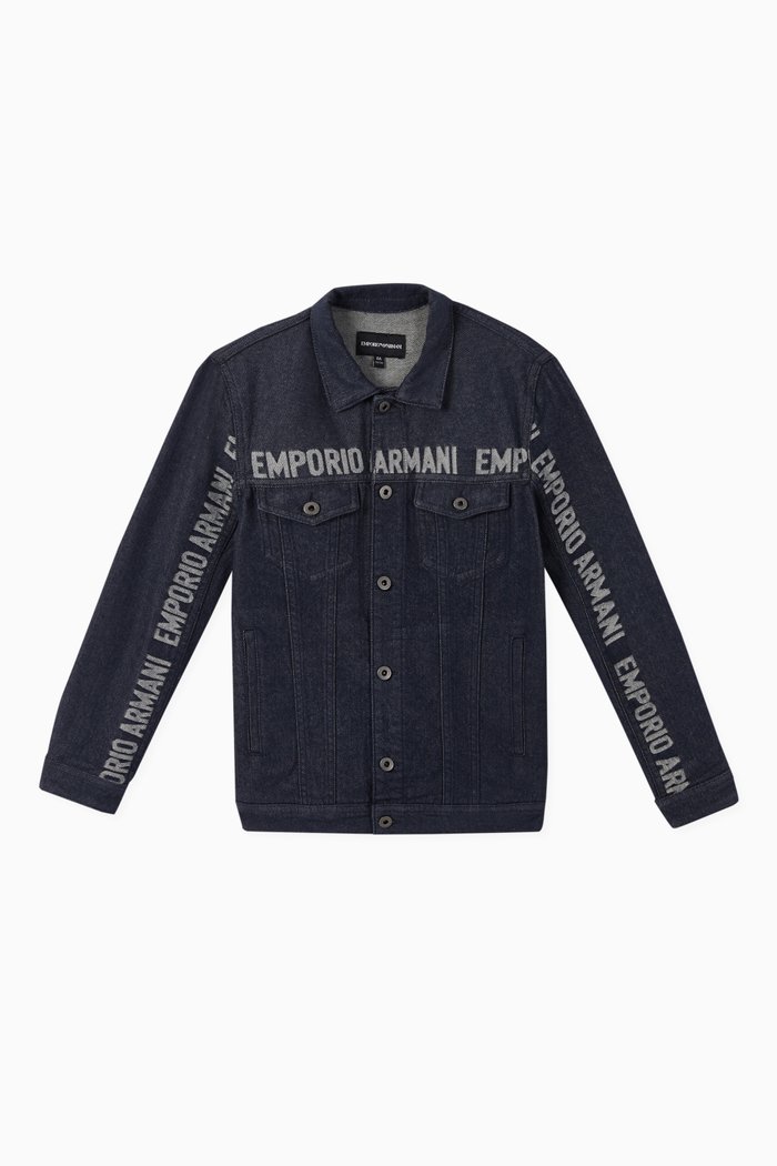 

Macro Logo Denim Jacket, Blue