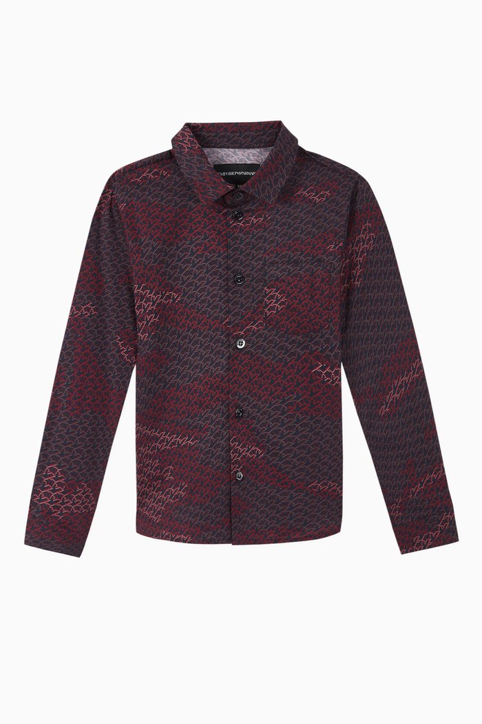 

Eagle Logo Cotton Poplin Shirt, Red