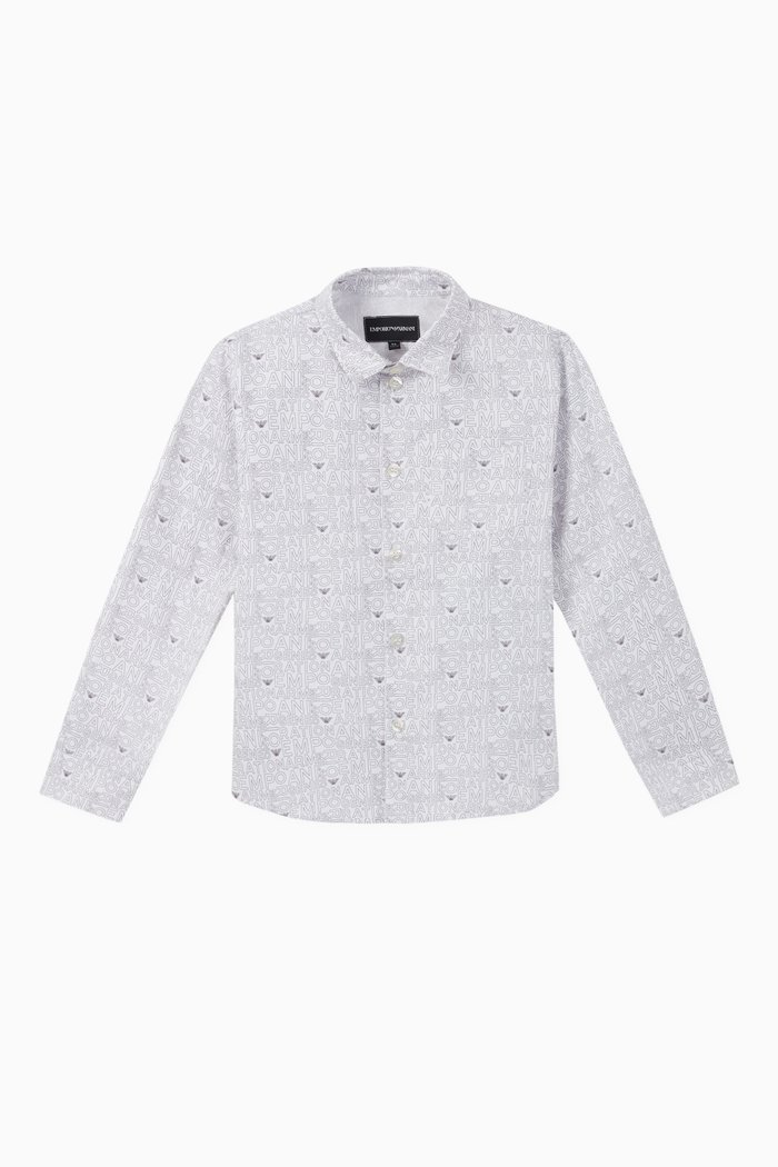 

Eagle Logo Cotton Poplin Shirt, Grey