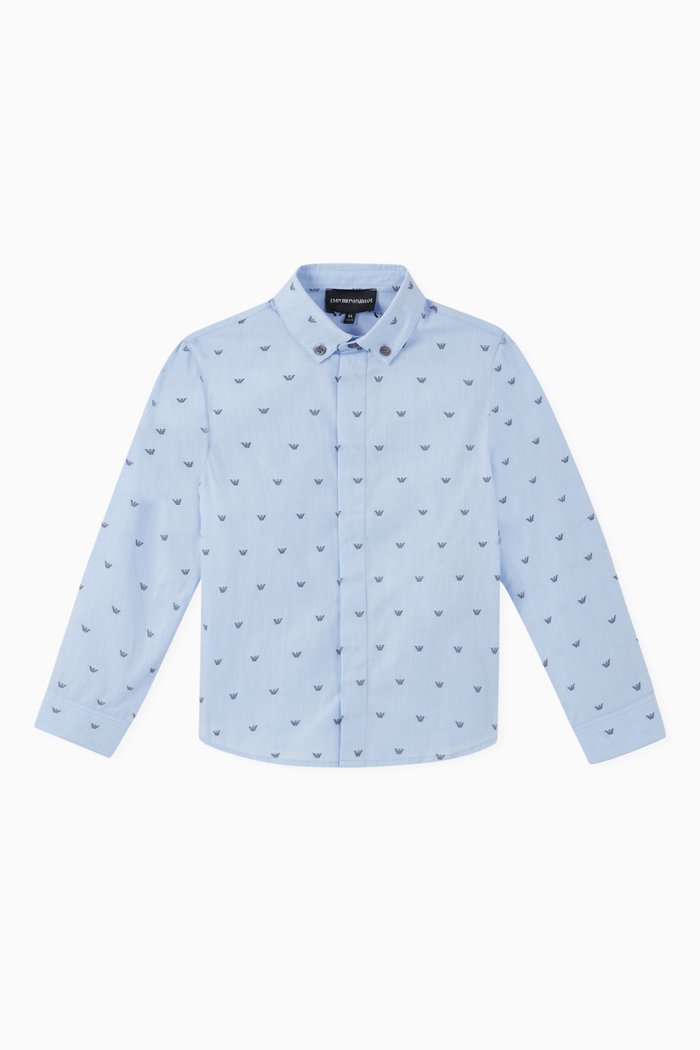 

Eagle Logo Cotton Poplin Shirt, Blue