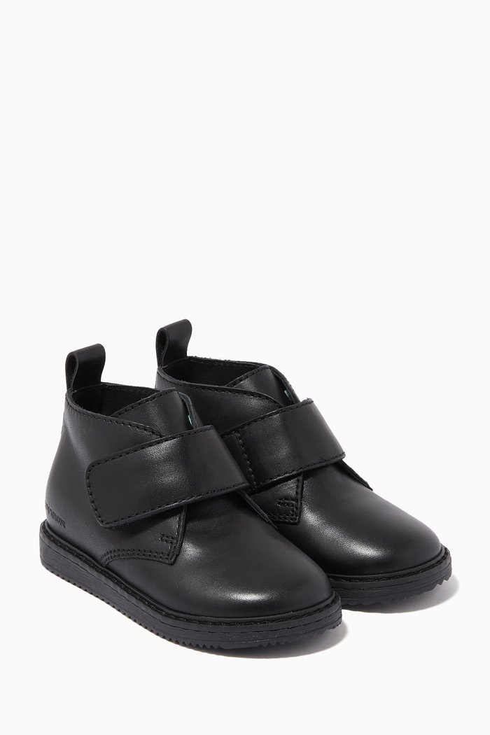 

Velcro Boots in Leather, Black