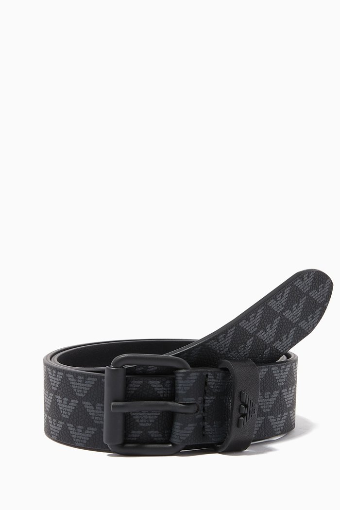 

EA Eagle Monogram Belt in Eco Leather, Black