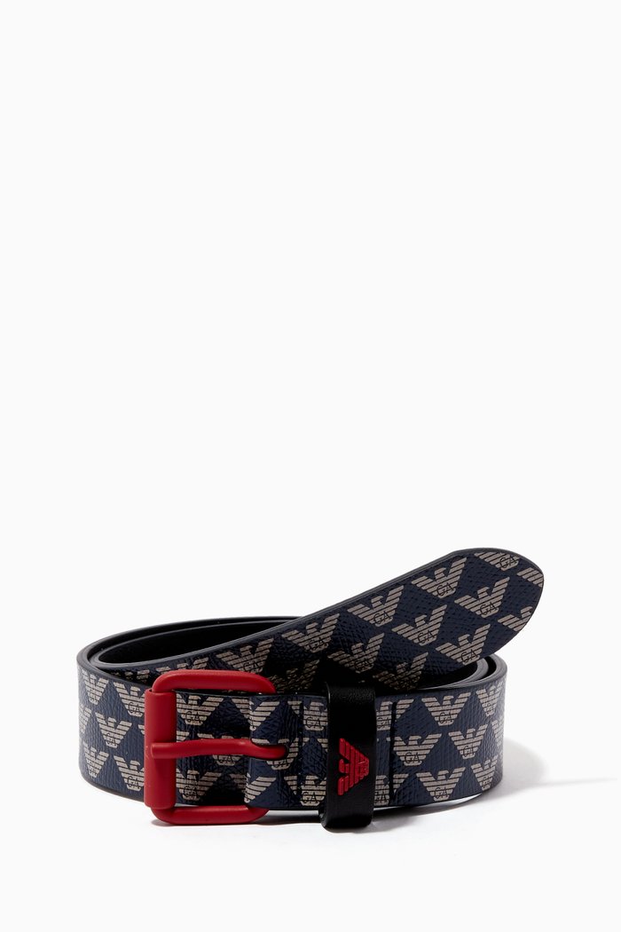 

EA Eagle Monogram Belt in Eco Leather, Blue