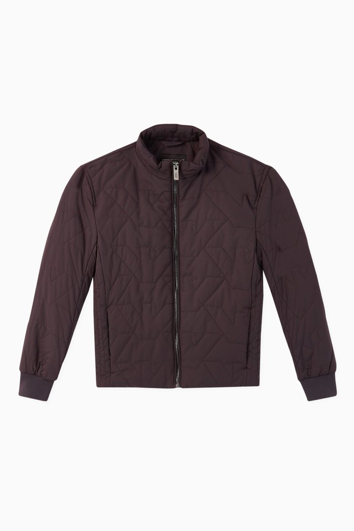 

EA Monogram Quilted Nylon Jacket, Blue