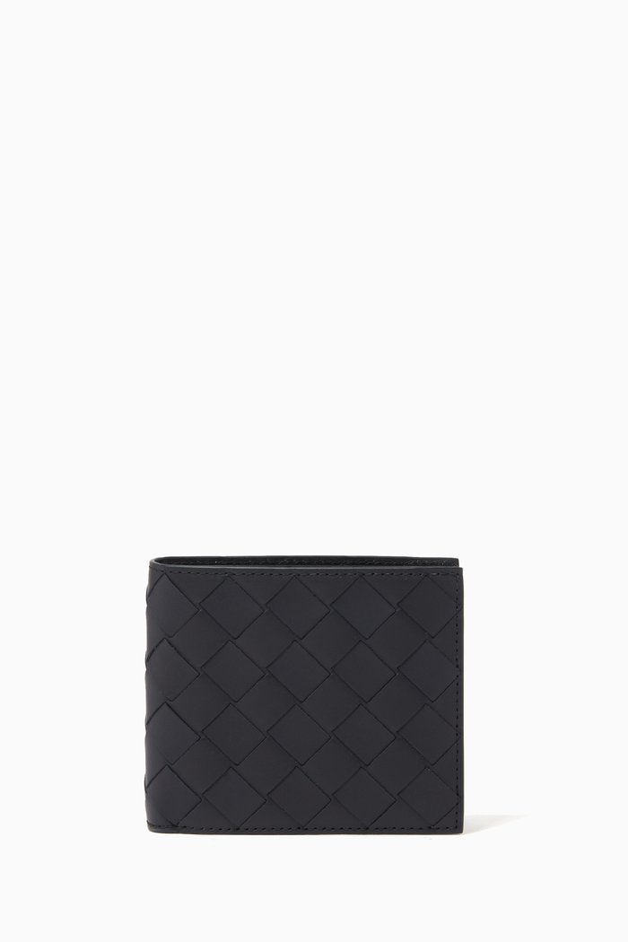 

Intrecciato Leather Bi-Fold Wallet, Blue