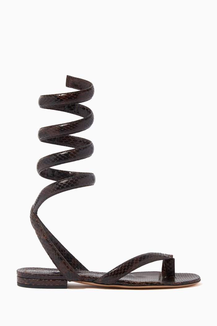 BV Spiral Leather Sandals, Brown