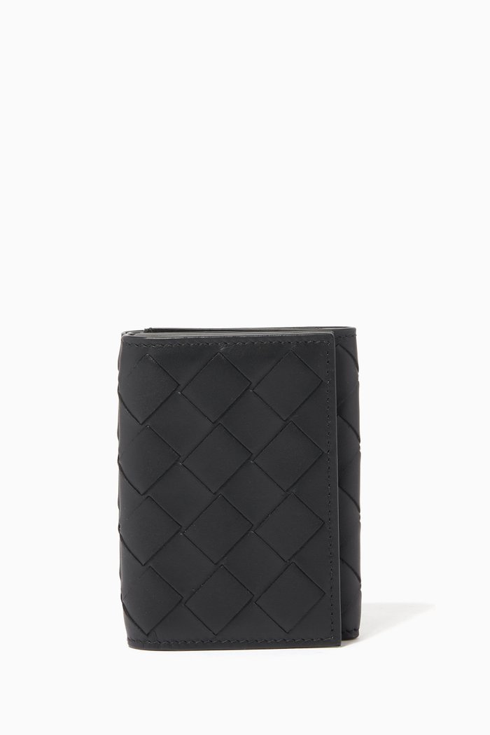 

Intrecciato Leather Tri-Fold Wallet, Black