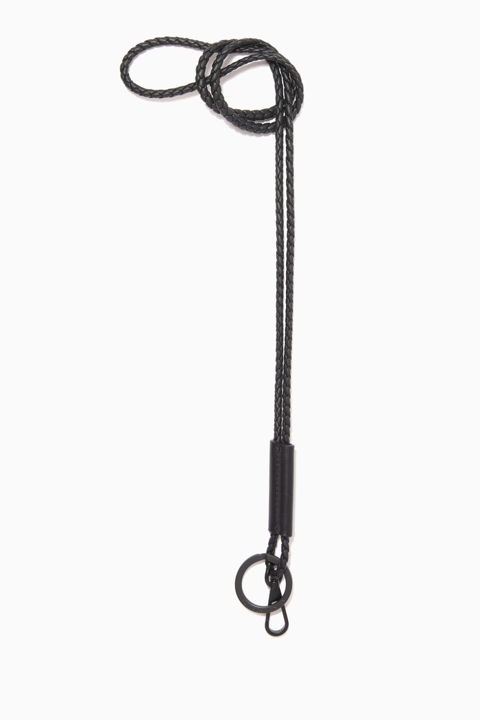 

Braided Leather Keyring Strap, Black