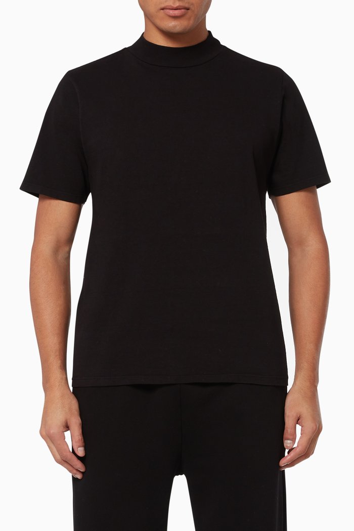

Mock Cotton Jersey T-Shirt, Black