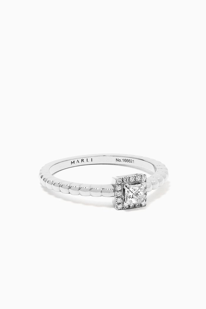 

Rock Square Diamond Ring in 18kt White Gold, Silver