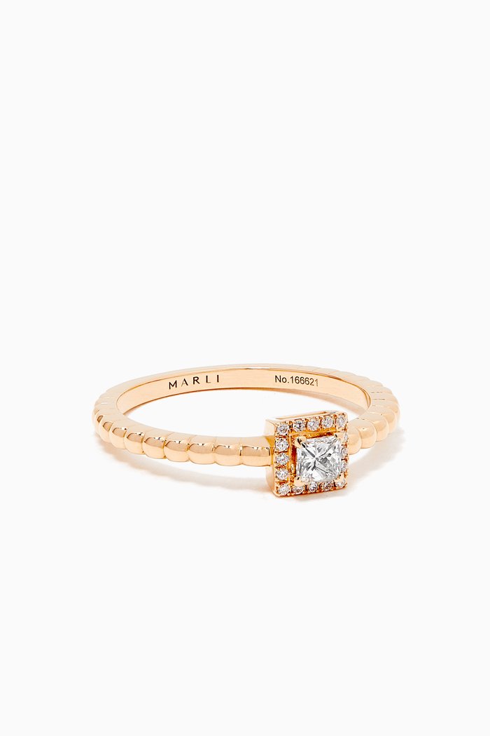 Rock Square Diamond Ring in 18kt Rose Gold