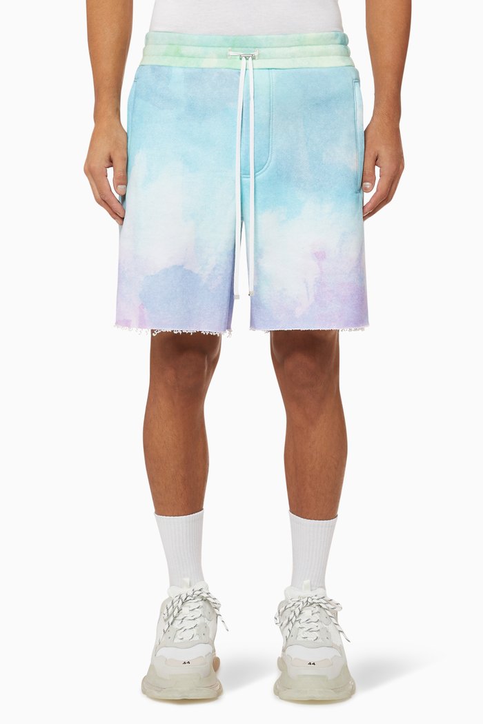 

Watercolor Print Cotton Sweat Shorts, Multicolour