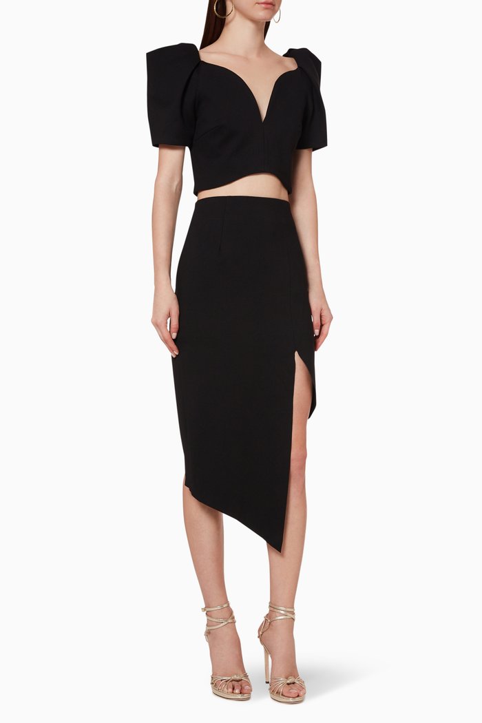 Aeriel Top & Skirt Set, Black