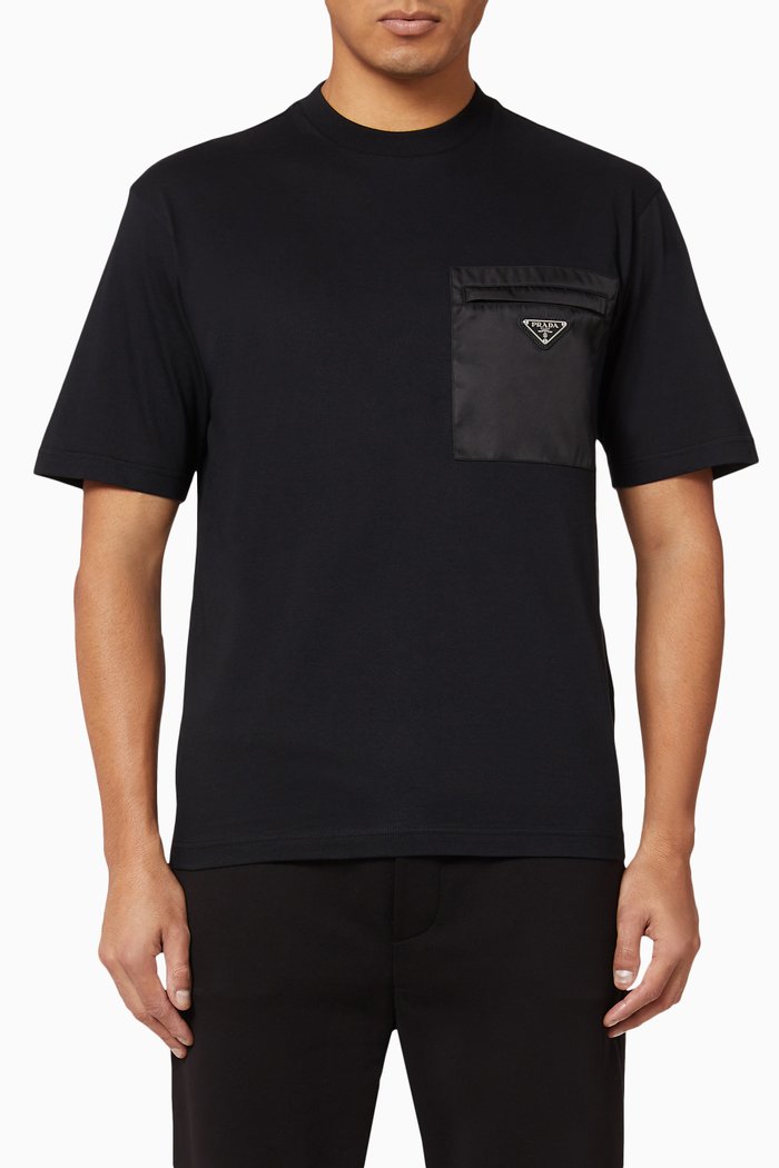 

Triangle Logo Nylon Pocket T-Shirt, Black