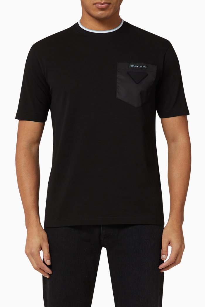 

Triangle Logo Nylon Pocket Piqué T-shirt, Black