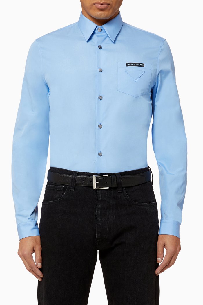 

Triangle Logo Pocket Poplin Shirt, Blue