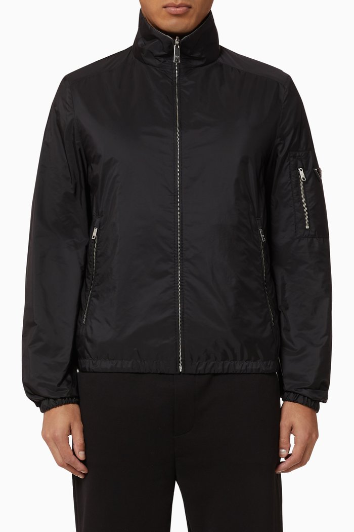 

Triangle Logo Reversible Nylon Jacket, Black