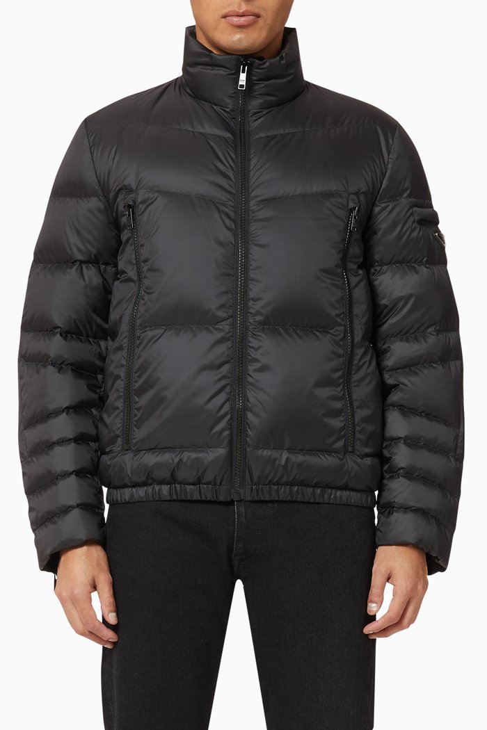 

Triangle Logo Matte Nylon Down Jacket, Black