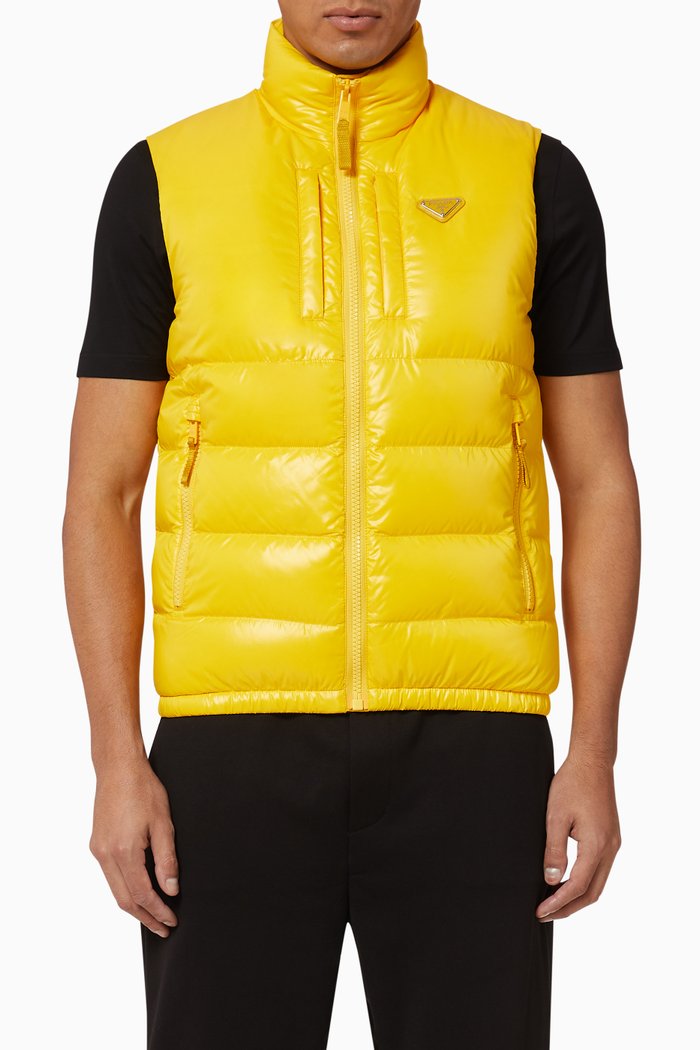 

Triangle Logo Shiny Nylon Down Gilet, Yellow