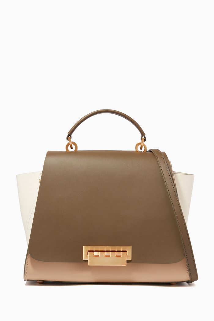 

Eartha Top Handle Bag in Leather, Brown