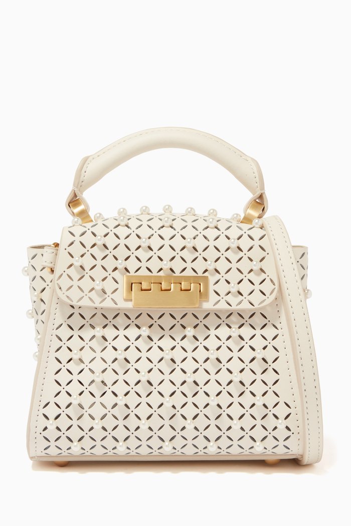 

Eartha Mini Pearl Top Handle Bag in Leather, White