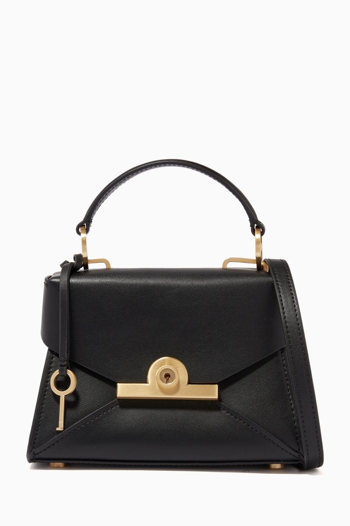 

Amelia Mini Lock & Key Bag in Leather, Black