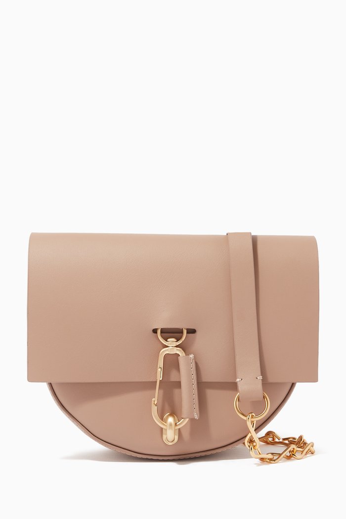 

Belay Mini Saddle Crossbody Bag in Leather, Neutral