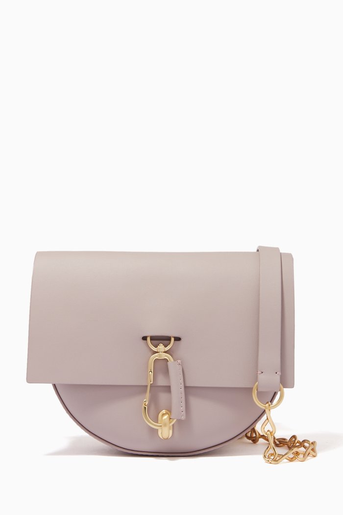 

Belay Mini Saddle Crossbody Bag in Leather, Pink