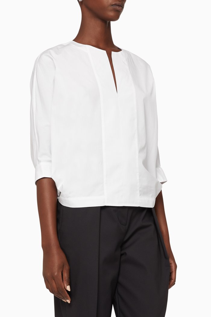 

Dolman Sleeve Cotton Poplin Top, White