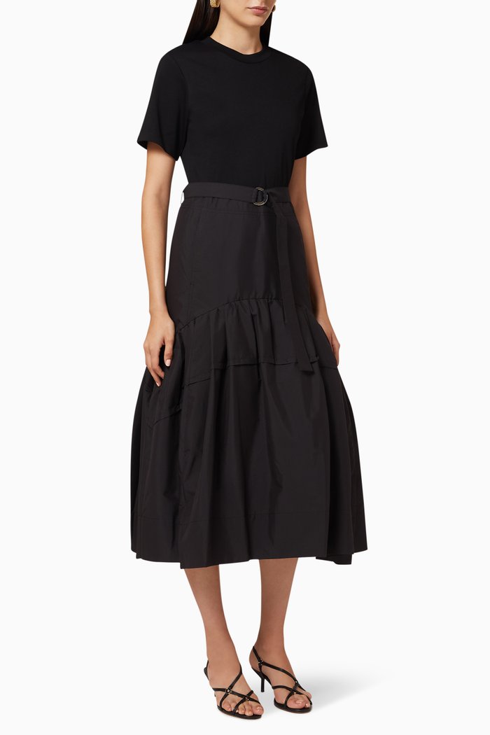 Cotton Belted T-Shirt Dress, Black