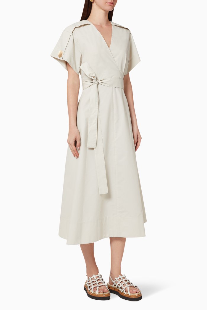 

Crossover Tied Waist Dress, Grey