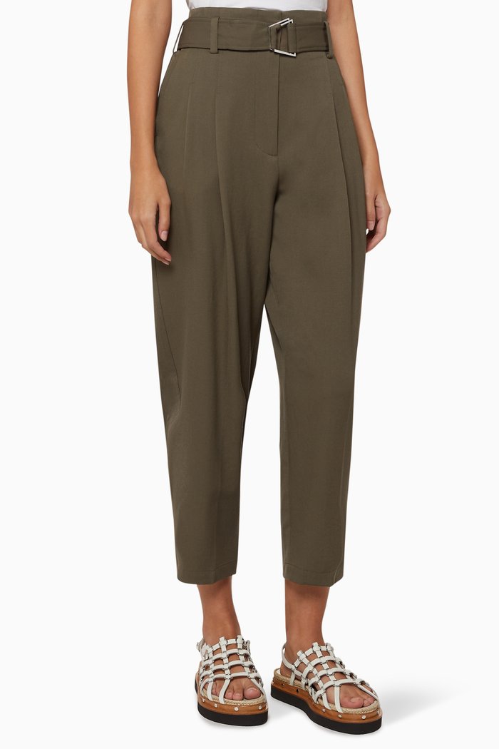 

Belted Utility Wool Pants, Green
