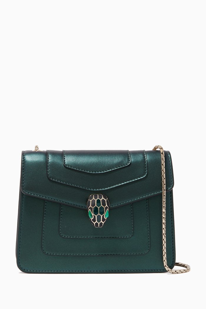 

Serpenti Forever Leather Shoulder Bag, Green