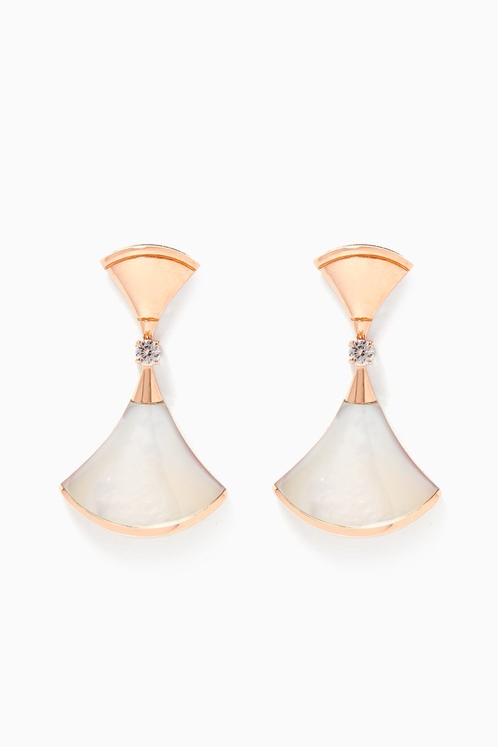 Divas' Dream Mother of Pearl Diamond Earrings, Rose gold