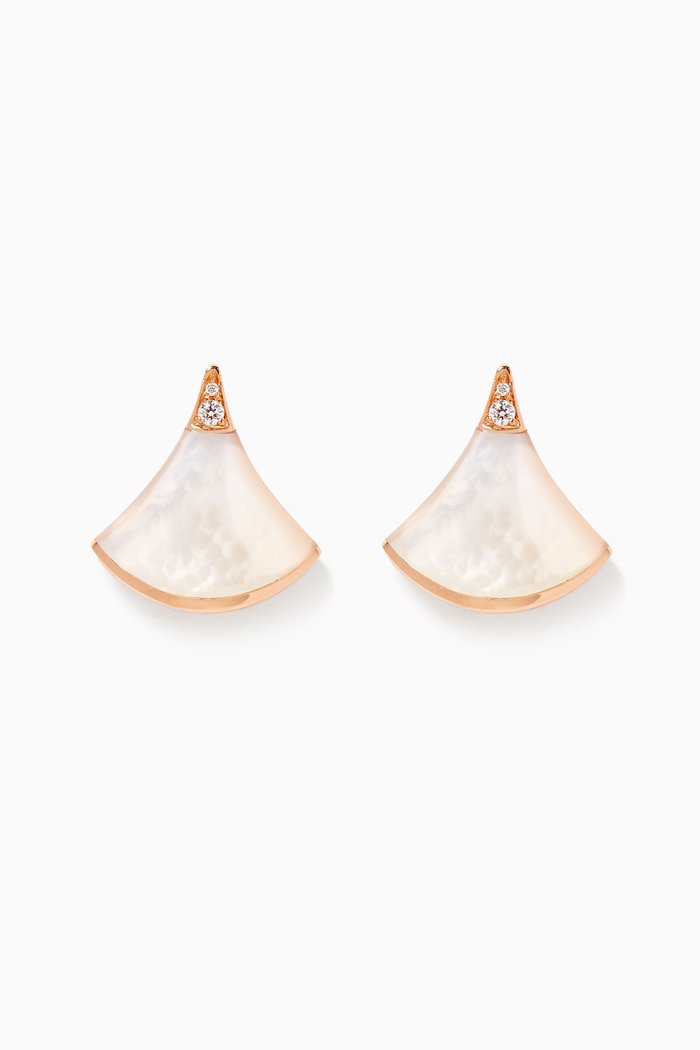 

Divas' Dream Mother of Pearl Diamond Pavé Earrings, Rose gold