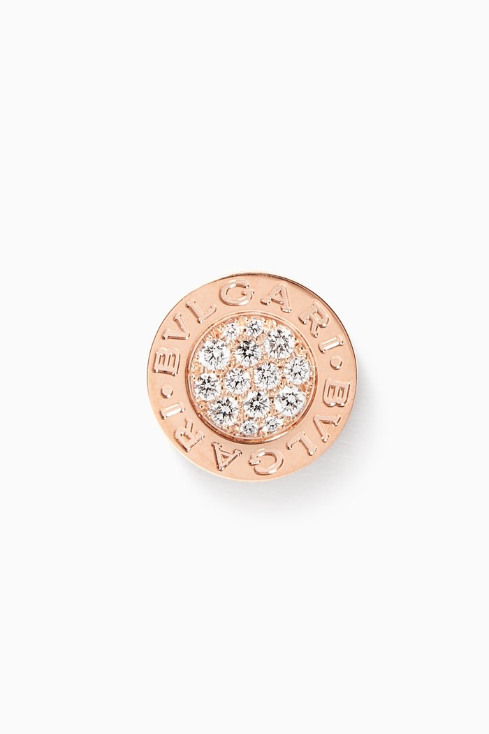 BVLGARI BVLGARI Diamond Pavé Single Stud Earring, Rose gold