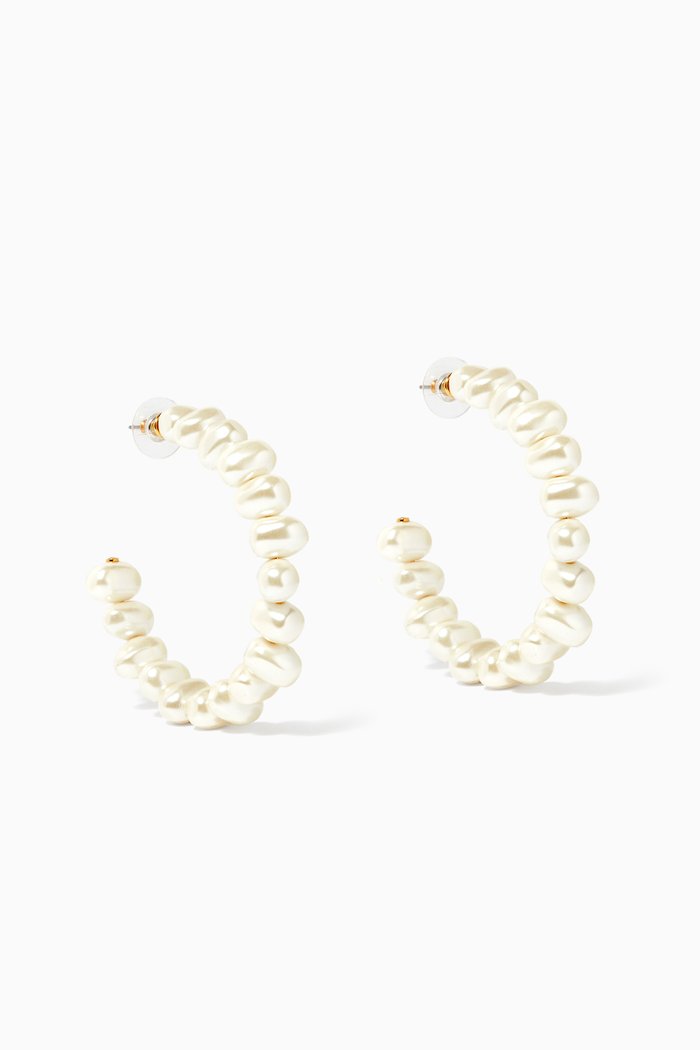 

Jelly Bean Hoop Earrings, White
