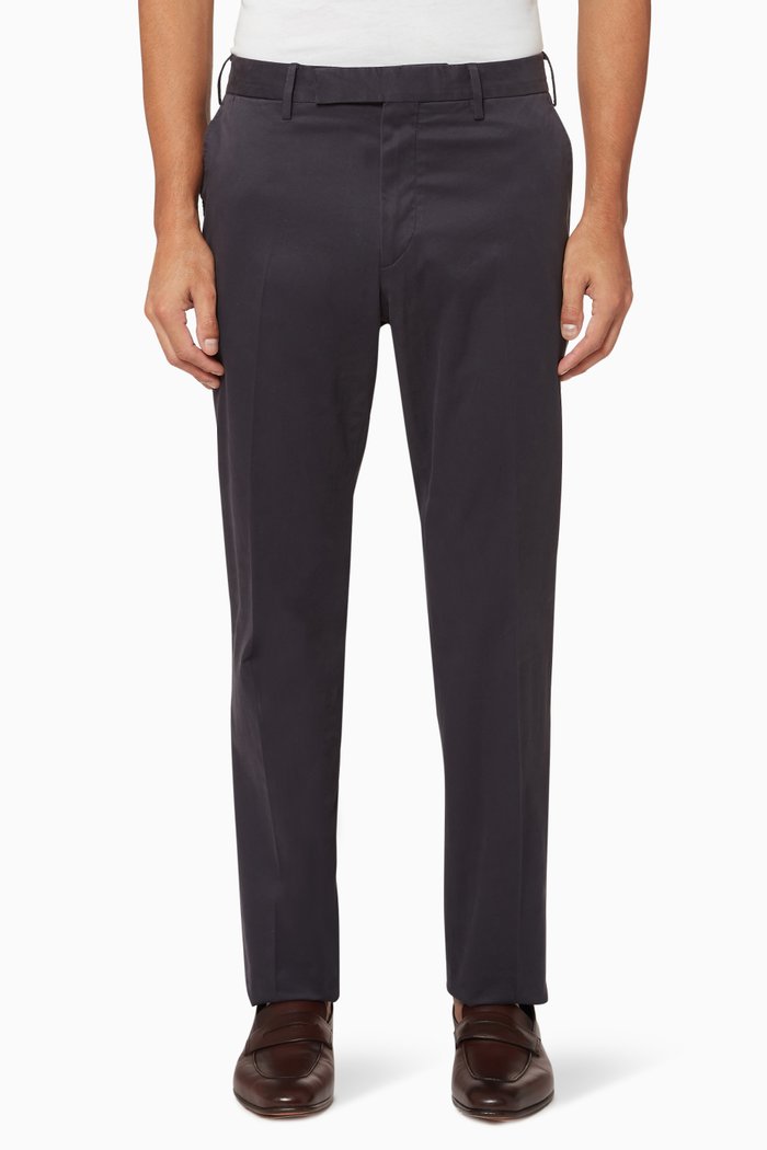 

Washed Cotton Gabardine Pants, Blue